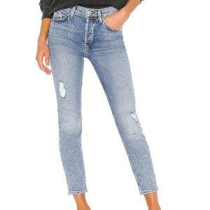 RE/DONE High Rise Ankle Crop Stretch Skinny